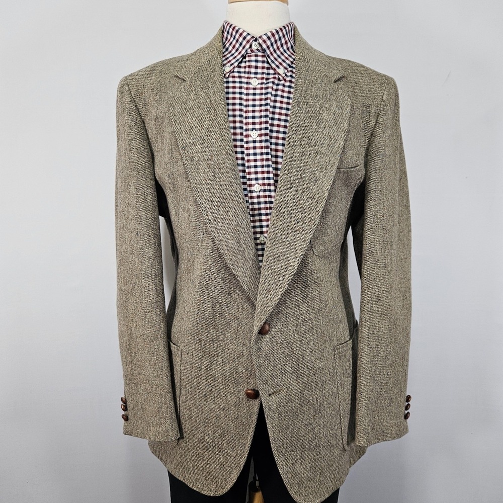 VTG Adams Row Men's Tweed Sport Coat Blazer Two Button‎ Brown Wool 46L